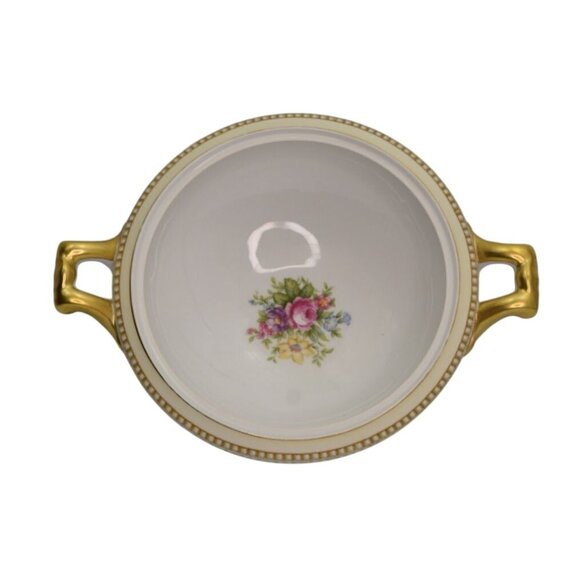 Vintage Meito Fine China Covered Vegetable Dish Gold Trim Floral Interior Design - Picture 5 of 9